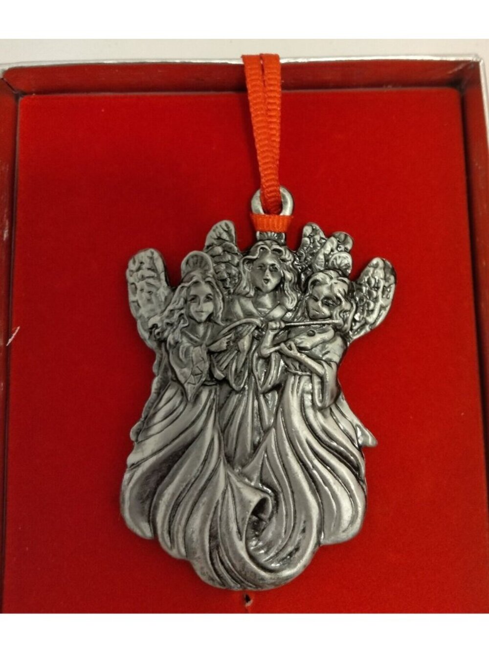 Wallace Silversmiths 3 angels Pewter Christmas Ornament New in box